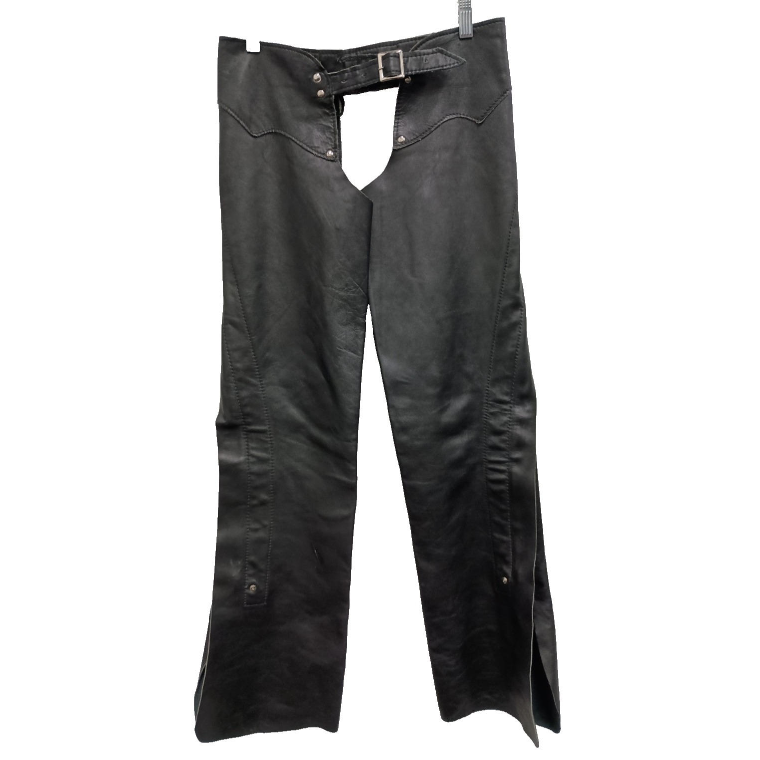 Vtg Schott Nyc Womens Chaps Small Black Leather Biker Motorcycle Rare